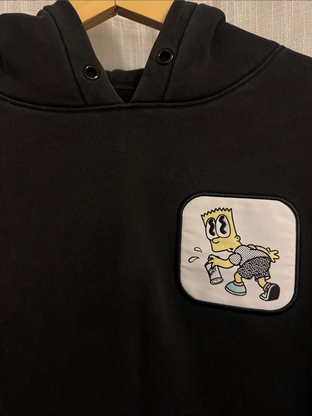 The Simpsons Black Hoodie with Graphic Patch Cartoon 20th Anniversary